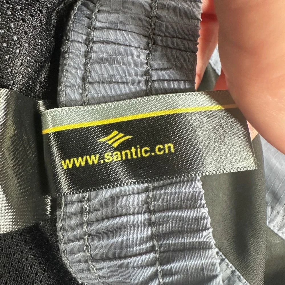 Santic‎ Cycling Shorts Mens XL Blue Gray Padded Chamois Zipper Pockets Biking